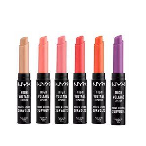 Lot of 6 Nyx High Voltage Lipsticks, Twisted, Flawless, Beam, Free Spirit & more